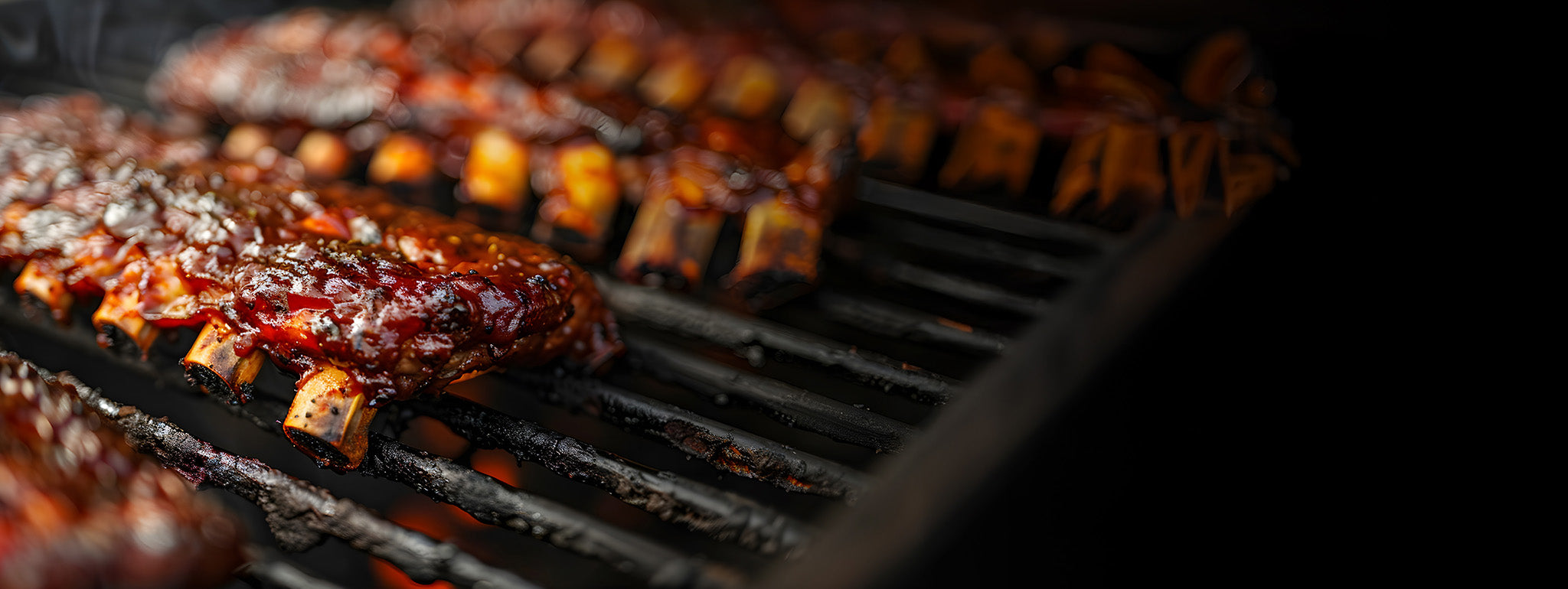 Ribs cooking on a grill