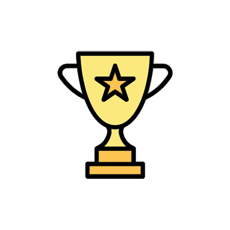 Icon: stylized illustration of a gold trophy with a star on it